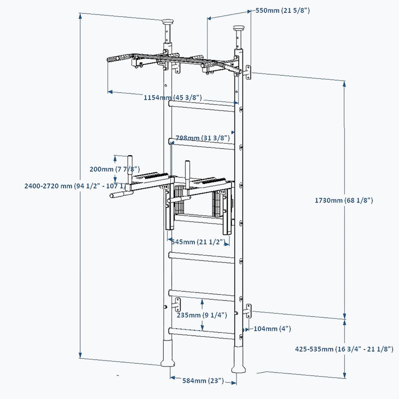 Стълба за гимнастика BenchK, бяла BK-521W+DB1W 3