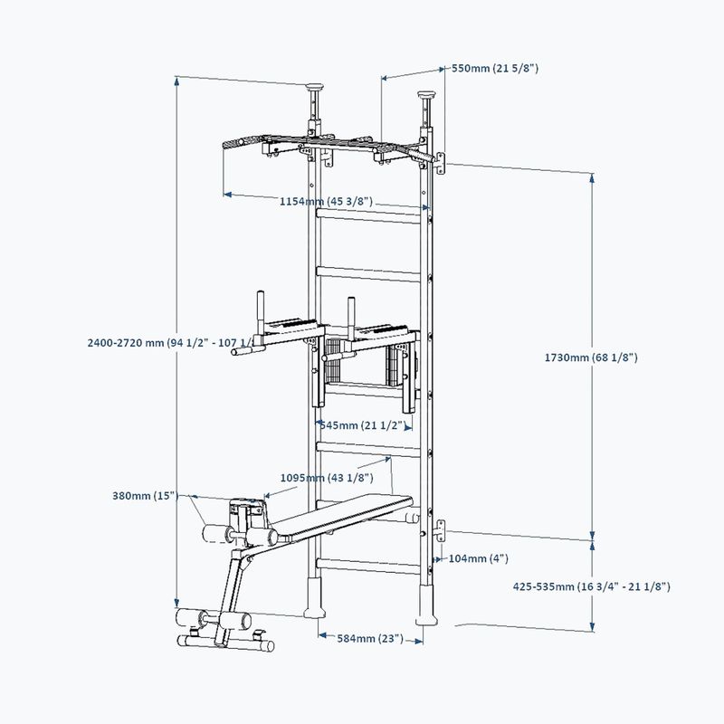 Гимнастическа стълба BenchK 523W white matte/oak 4