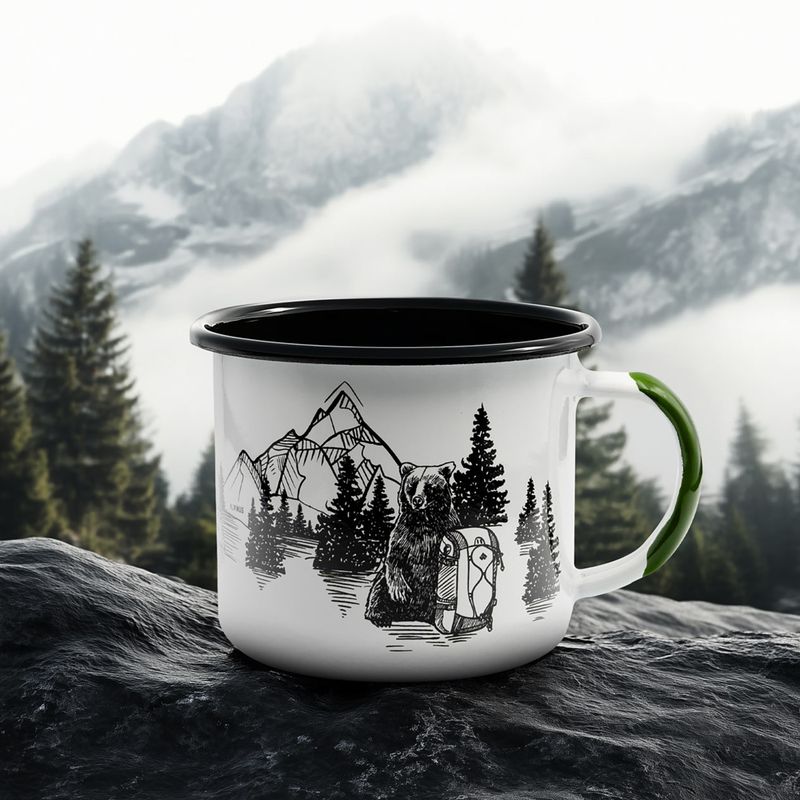 Туристическа чаша Alpinus Enamelled White Bear 3