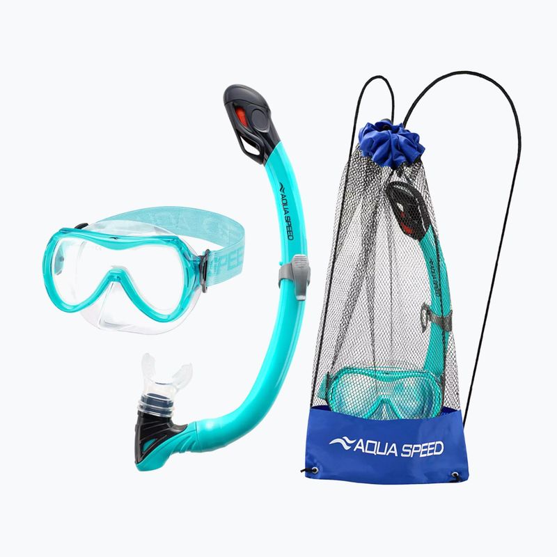 Детски комплект за гмуркане AQUA-SPEED Alize FS + Samos + Mesh turquoise