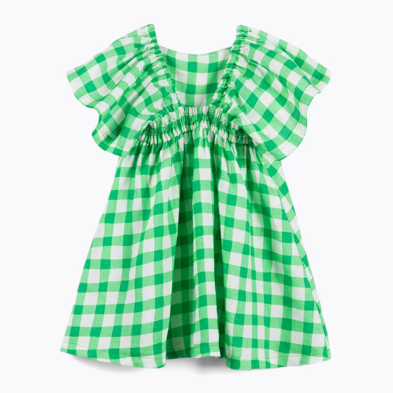 Детска рокля KID STORY Linen green grid 3