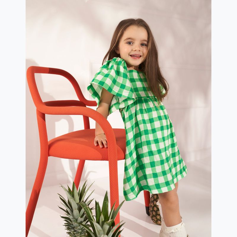 Детска рокля KID STORY Linen green grid 4