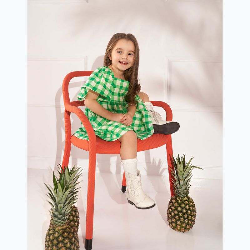 Детска рокля KID STORY Linen green grid 5
