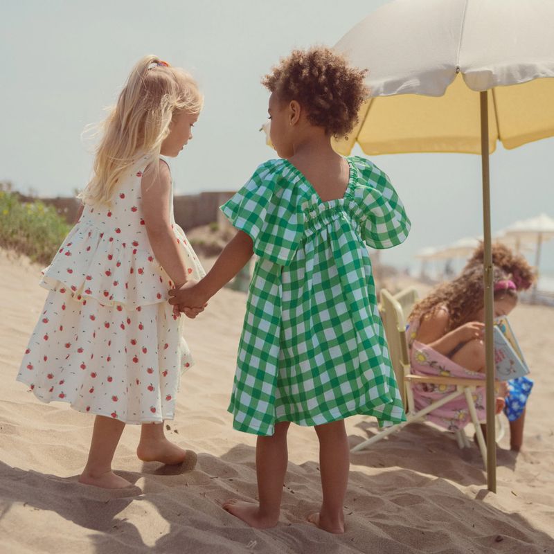 Детска рокля KID STORY Linen green grid 8