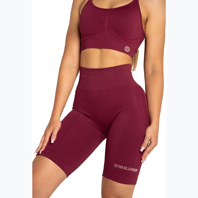 Дамски шорти тип клин за тренировка Gym Glamour Push Up 2.0 merlot