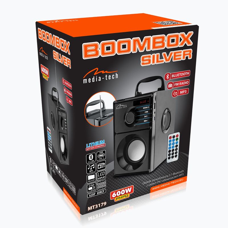 Мобилна колонка Media-Tech Boombox Silver черна/сребърна 8