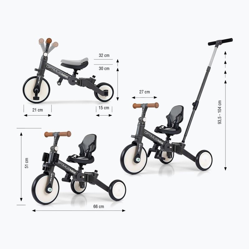 Велосипед без педали Milly Mally 5w1 Optimus Max dark grey 2
