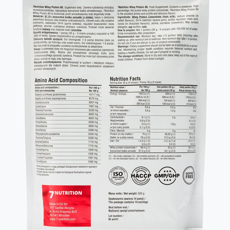 Суроватъчен протеин 7Nutrition Protein 80 500g pistacja 7Nu000260 2