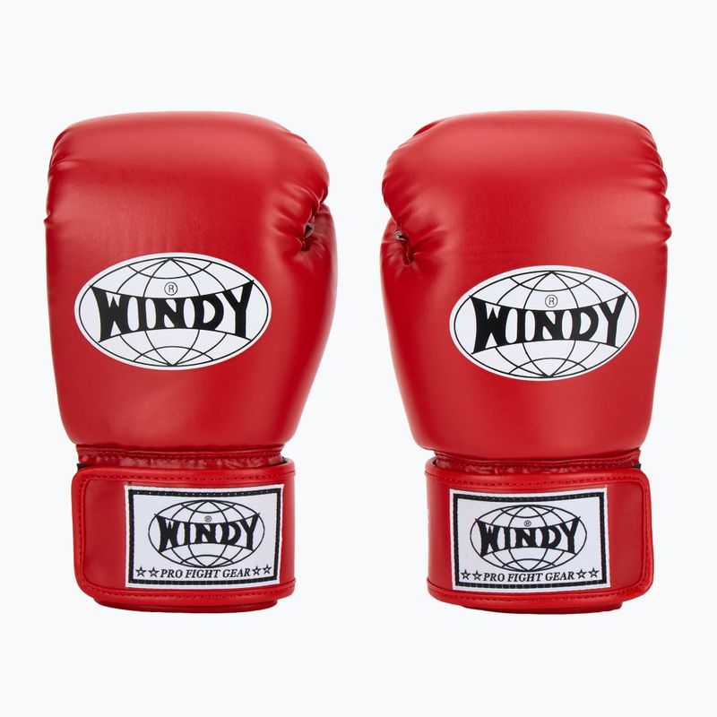 WINDY Classic Синтетична кожа червени боксови ръкавици 2