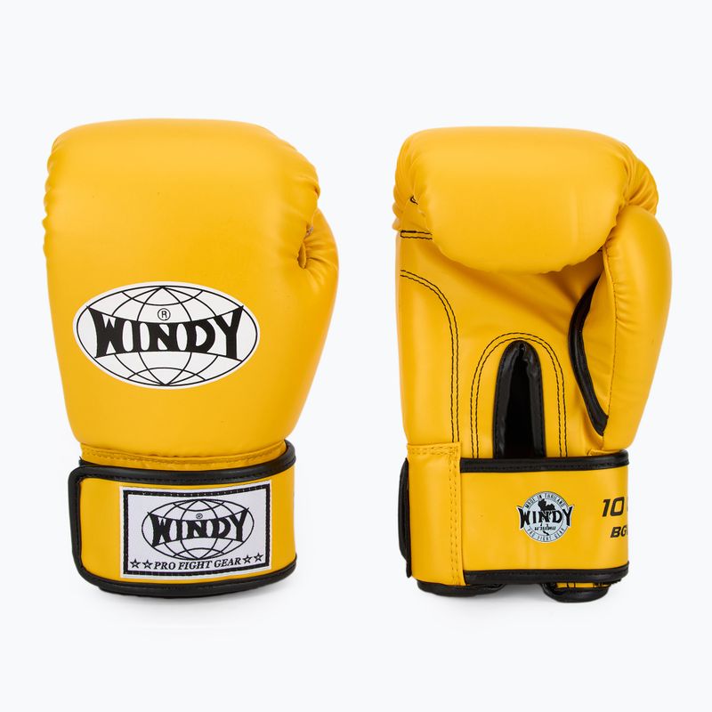 WINDY Classic Синтетична кожа жълти боксови ръкавици