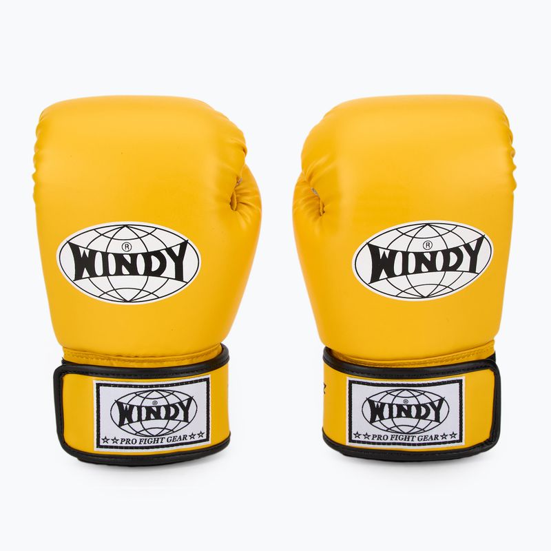 WINDY Classic Синтетична кожа жълти боксови ръкавици 2