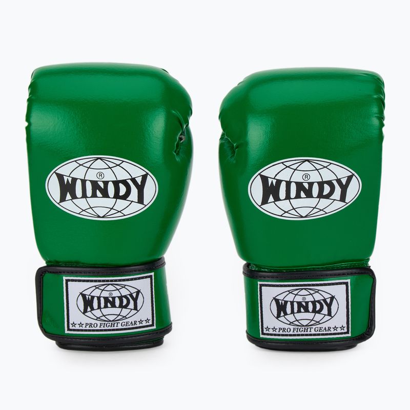WINDY Classic Синтетична кожа зелени боксови ръкавици 2