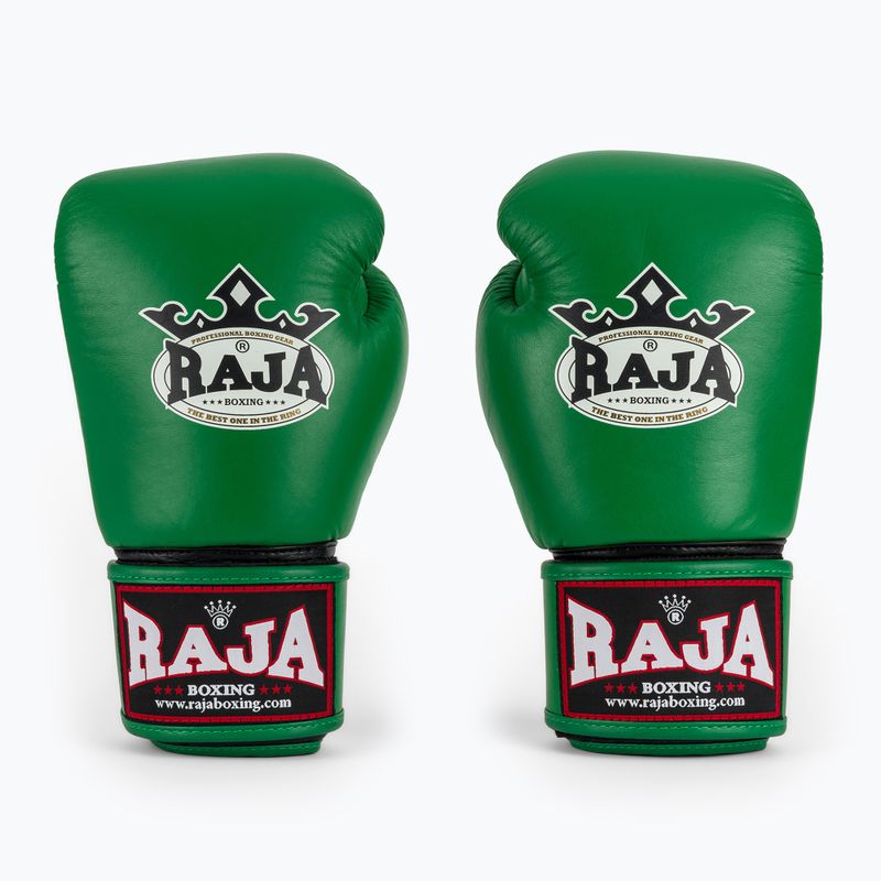 RAJA BOXING Единична стандартна естествена кожа зелени боксови ръкавици 2