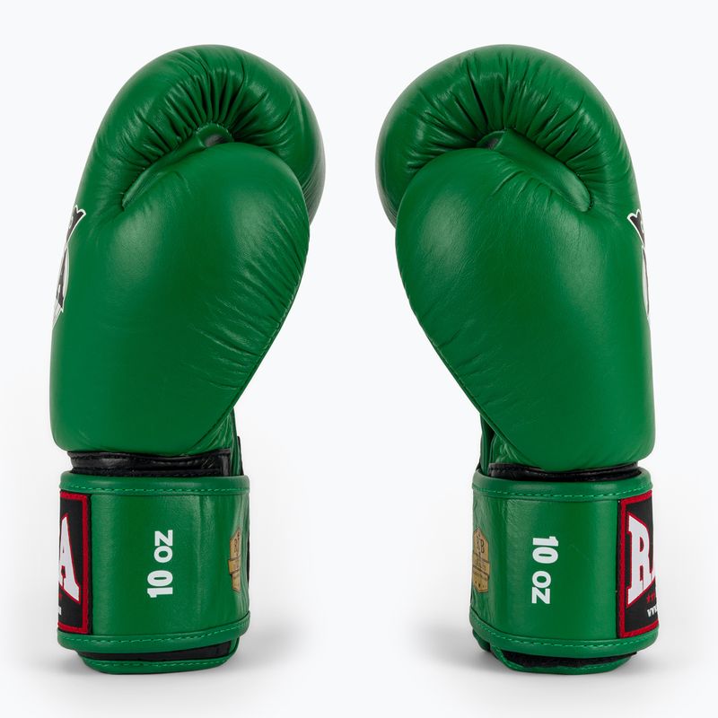 RAJA BOXING Единична стандартна естествена кожа зелени боксови ръкавици 4