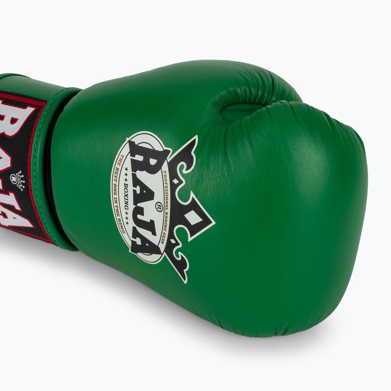 RAJA BOXING Единична стандартна естествена кожа зелени боксови ръкавици 5
