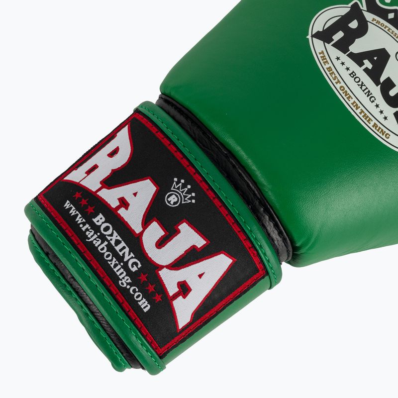 RAJA BOXING Единична стандартна естествена кожа зелени боксови ръкавици 6