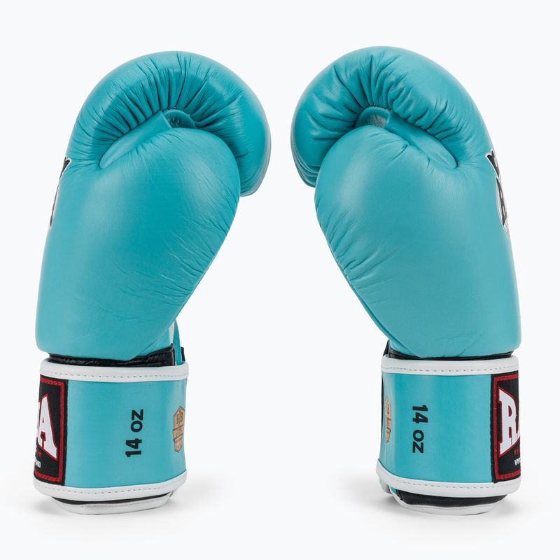 RAJA BOXING Единична стандартна естествена кожа светлосини боксови ръкавици 4