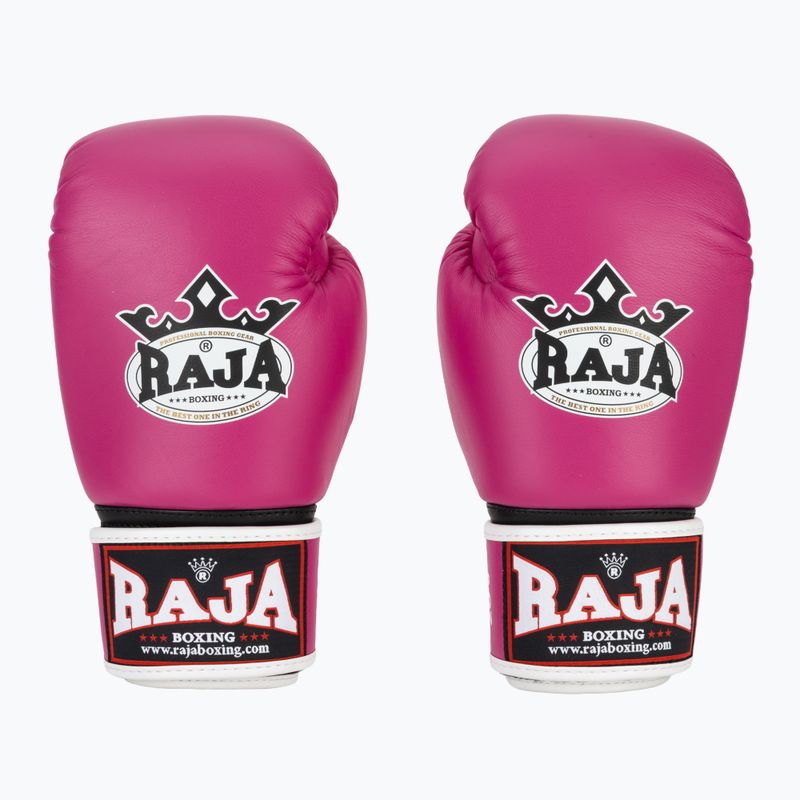 RAJA BOXING Единична стандартна естествена кожа розови боксови ръкавици 2