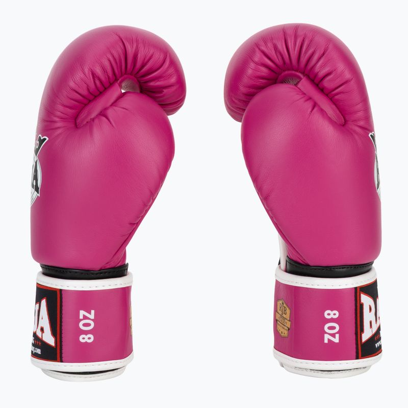 RAJA BOXING Единична стандартна естествена кожа розови боксови ръкавици 4