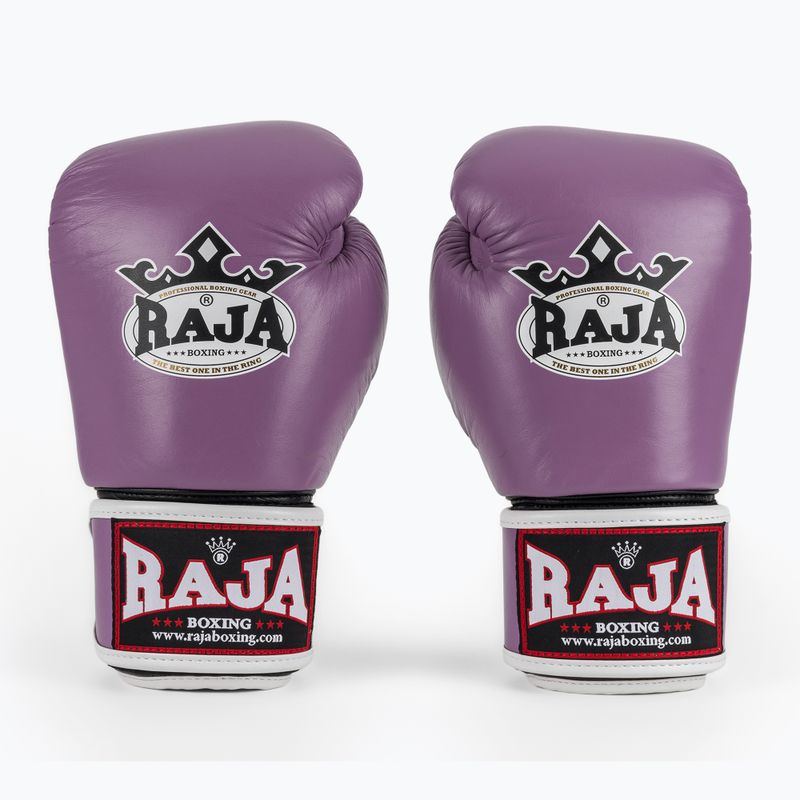 RAJA BOXING Единична стандартна естествена кожа лилави боксови ръкавици 2