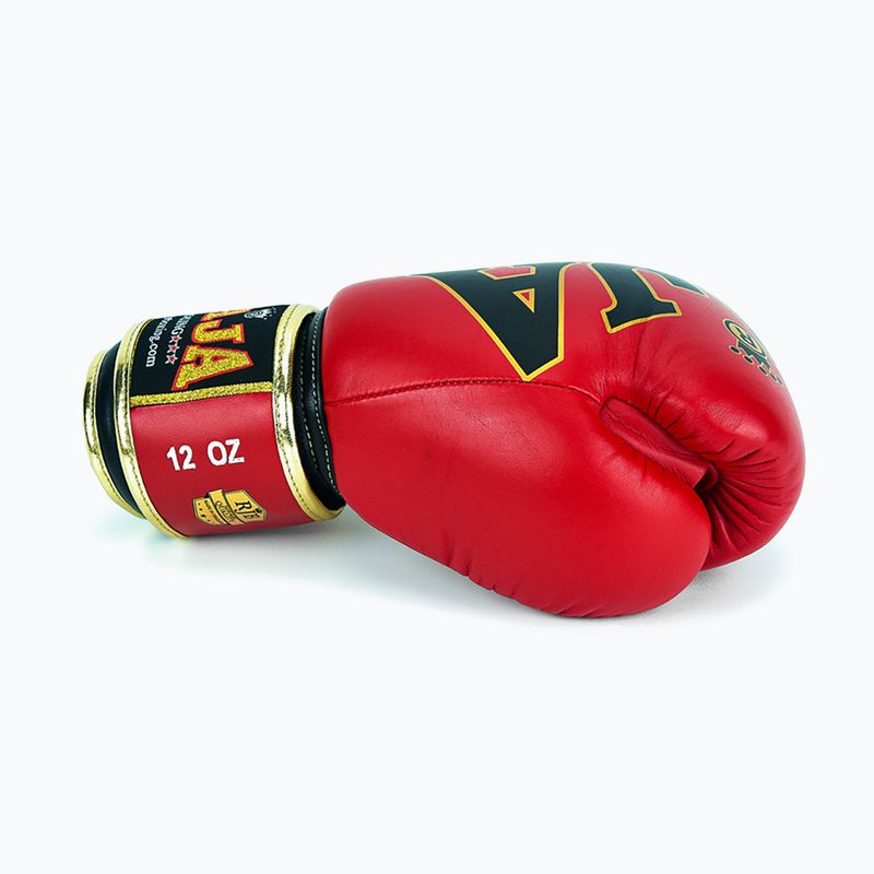 RAJA BOXING Произход Стандартна естествена кожа червени боксови ръкавици 5