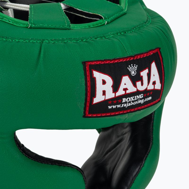 RAJA BOXING Полукожена зелена боксова каска 4