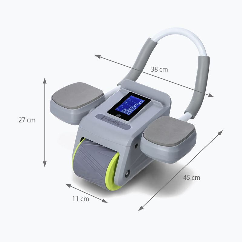 Автоматично колело за упражнения на коремни мускули с дисплей HMS KA08 сиво 6