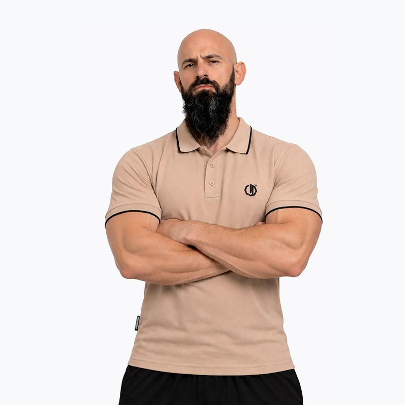 Мъжка поло тениска Octagon Legion Tipped Small Logo 3D Polo beige 3