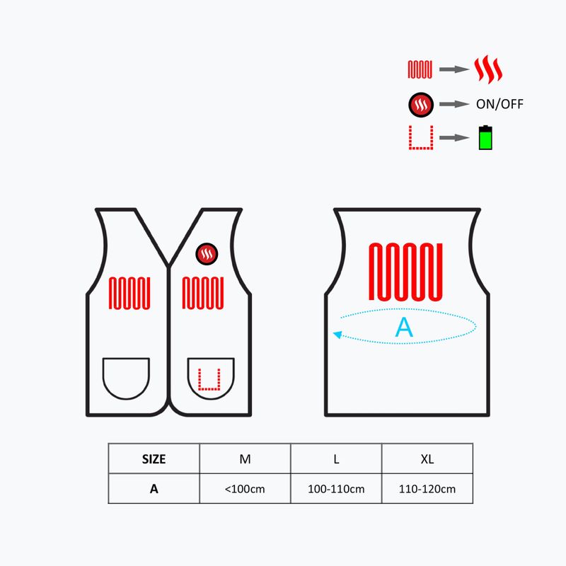 Glovia флийс жилетка с отопление GV1 черна 6