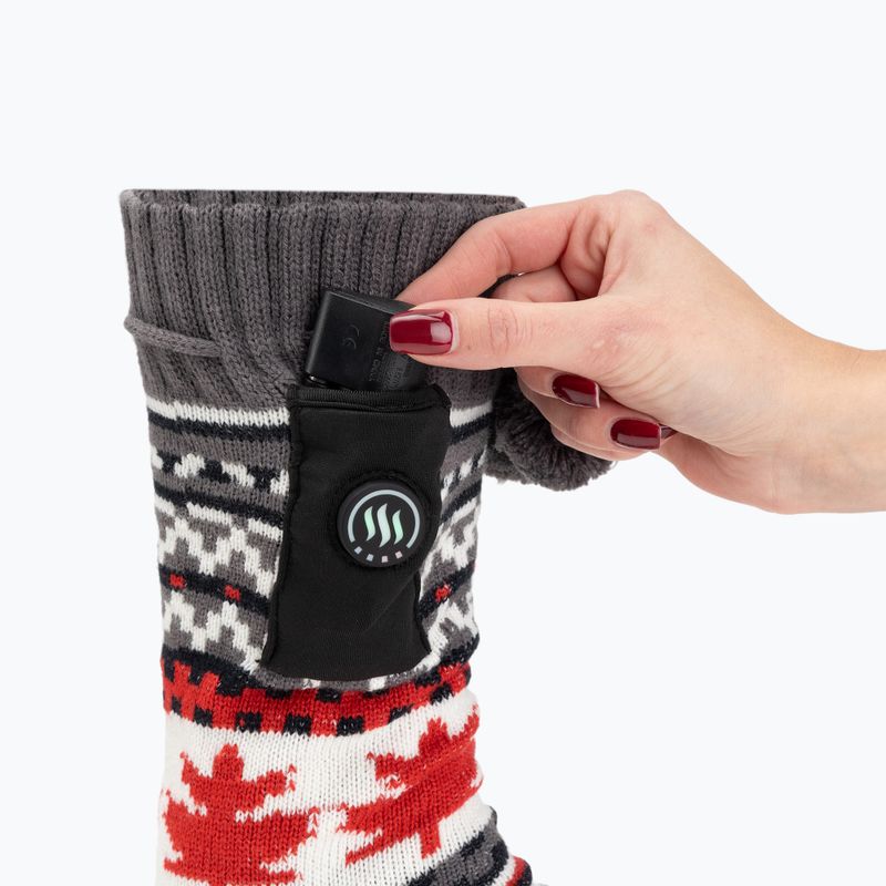 Glovii GOB бели/червени/сиви отопляеми чехли с чорапи 5