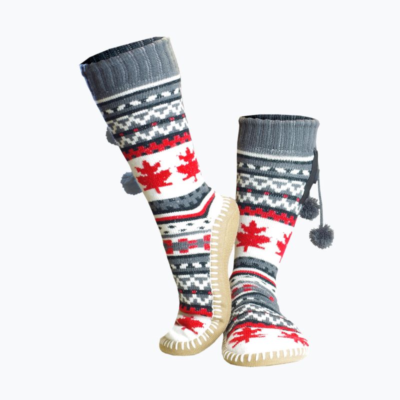 Glovii GOB бели/червени/сиви отопляеми чехли с чорапи 9