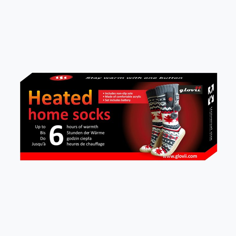 Glovii GOB бели/червени/сиви отопляеми чехли с чорапи 16