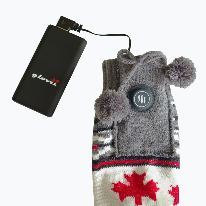 Glovii GQ4 бели/червени/сиви отопляеми чехли с чорапи 7