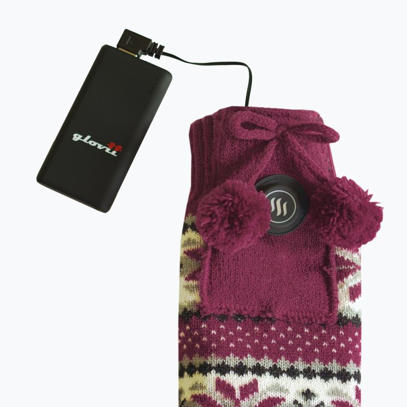 Glovii GQ5 бели/червени/сиви отопляеми чехли с чорапи 7