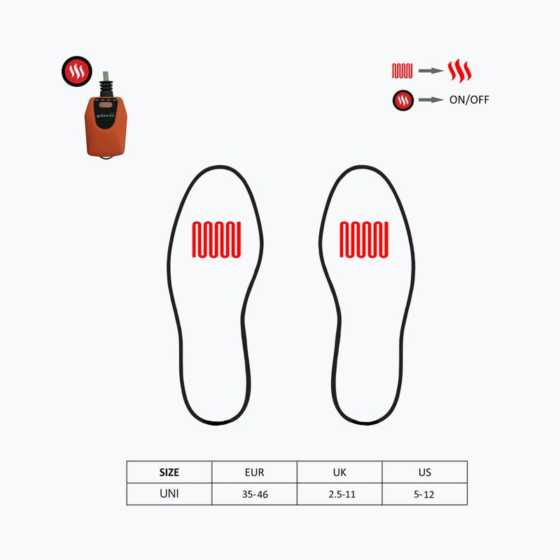 Glovii GW4U отопляеми вложки за ски обувки черни/червени 9