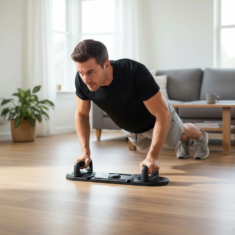 Многофункционална дъска HMS DBP02 for abdominal muscle exercises and push-ups with straps 3w1 black 7