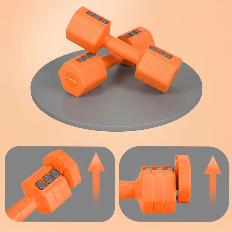 Регулируеми дъмбели HMS HL03 2 x 2,5 kg orange 7