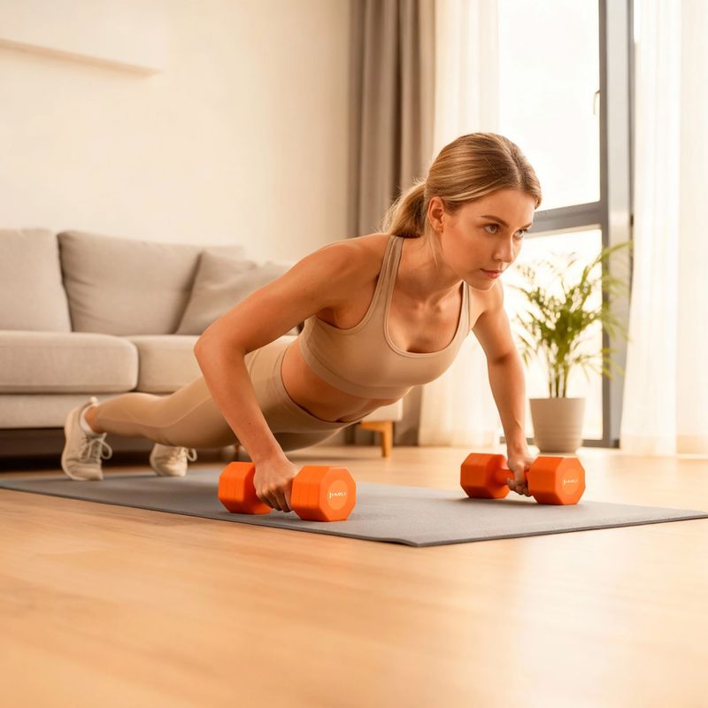 Регулируеми дъмбели HMS HL03 2 x 2,5 kg orange 9