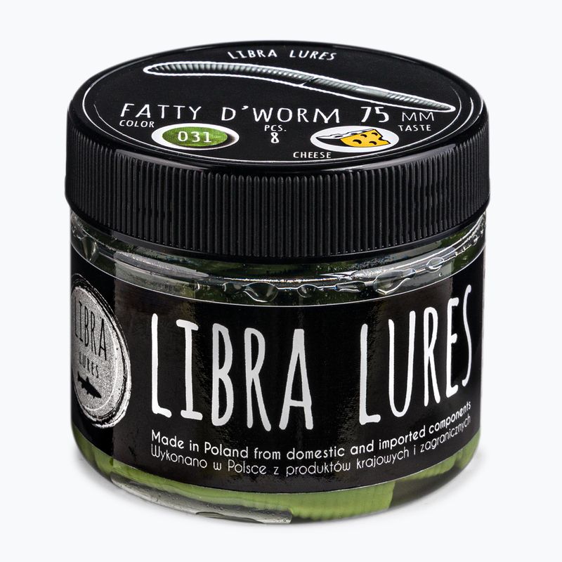 Libra Lures Fatty D'Worm Cheese 8 бр. Маслина FATTYDWORMK75