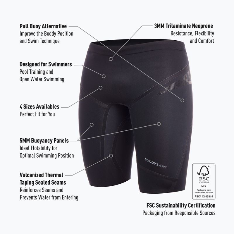 BuddySwim Floating Trilaminate Warmth неопренови къси панталони 5/3 мм черни 4