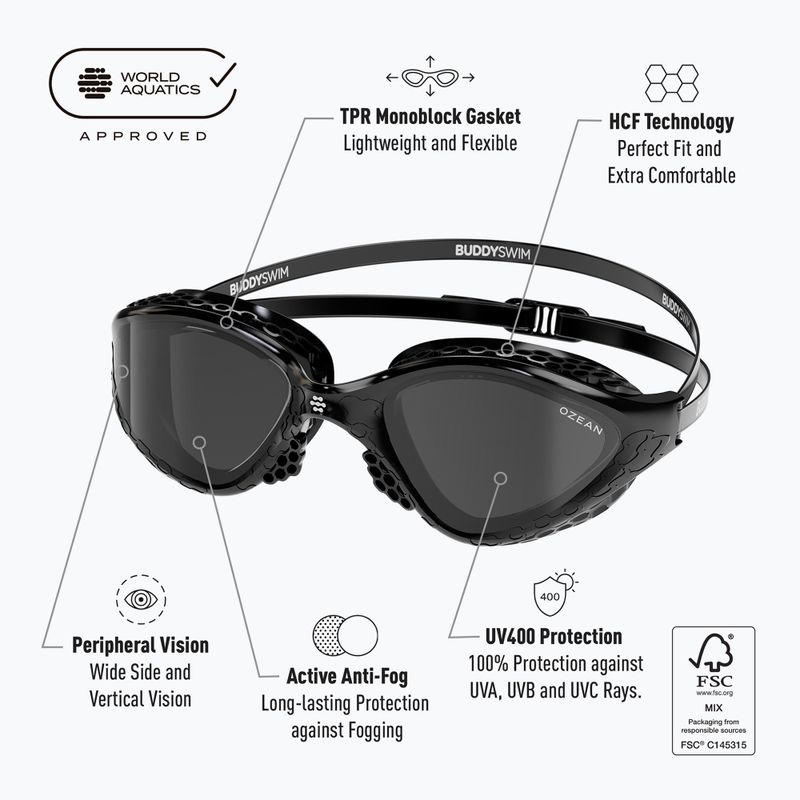 Очила за плуване BuddySwim Ozean black / smoke 5