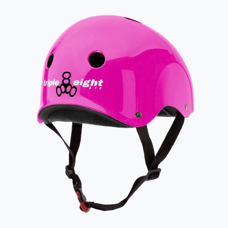 Triple Eight Сертифицираният Sweatsaver розов лъскав шлем 2