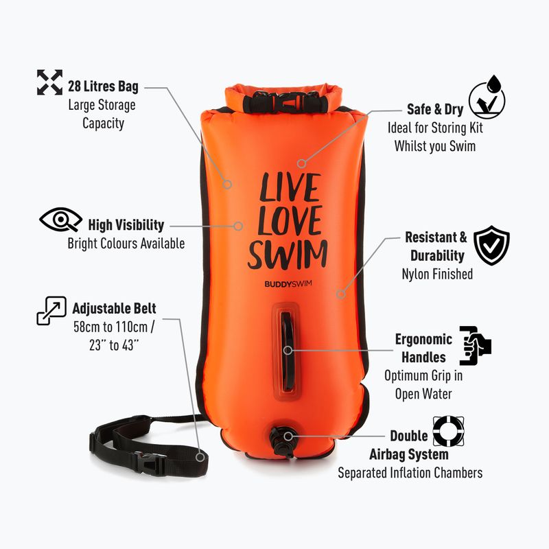 BuddySwim LLS Суха чанта за улавяне на буй 28 л оранжева 2
