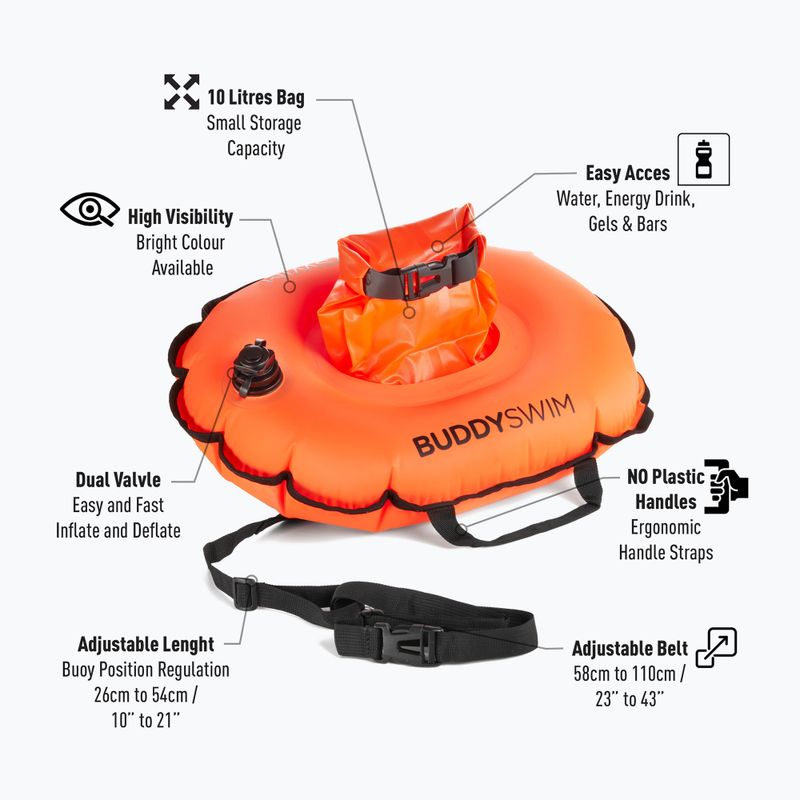 BuddySwim Хидрастационен буй 10 л оранжев 2