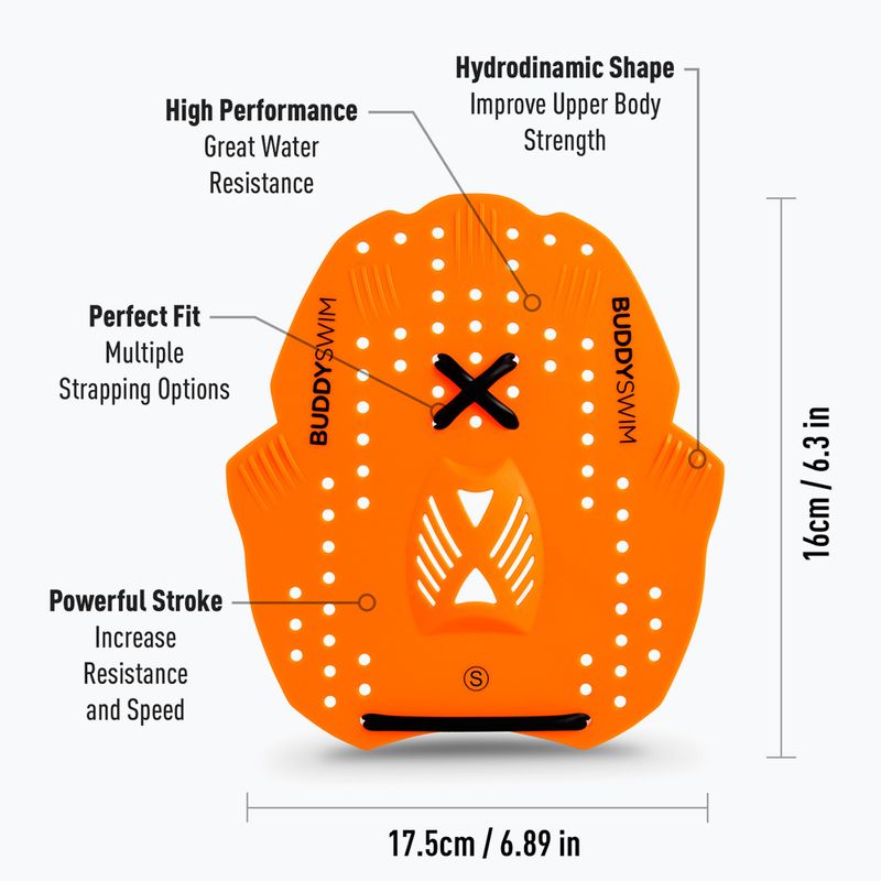 Гребла за плуване BuddySwim Power Paddle orange 2