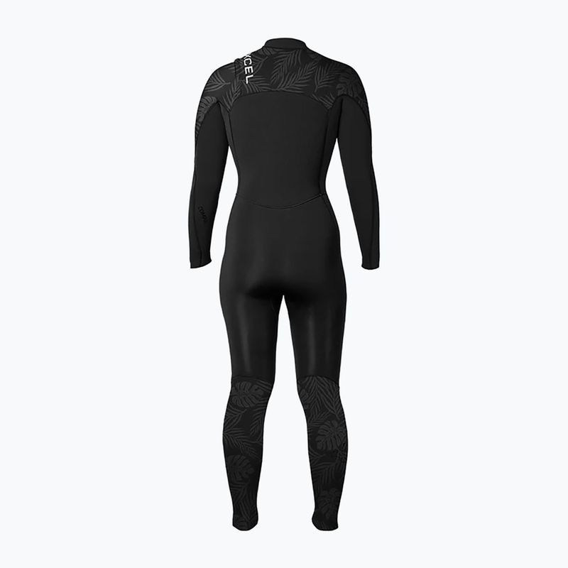 Дамски неопренов костюм за плуване Xcel Comp 3/2 mm Full black/black palm/monstera print 2