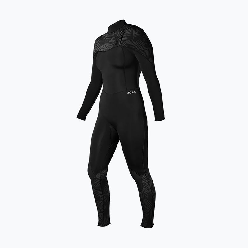 Дамски неопренов костюм за плуване Xcel Comp 4/3 mm Full black/black palm/monstera print 3