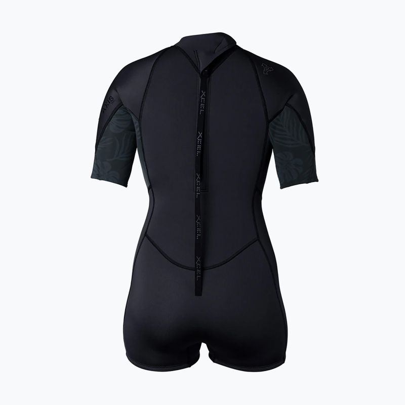 Дамски неопренов костюм за плуване Xcel Axis Back Zip Spring 2 mm black/palm/monstera print 2