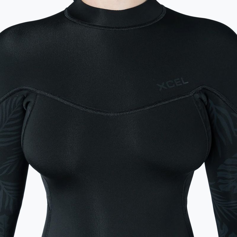 Дамски неопренов костюм за плуване Xcel Axis Back Zip Spring 2 mm black/palm/monstera print 3
