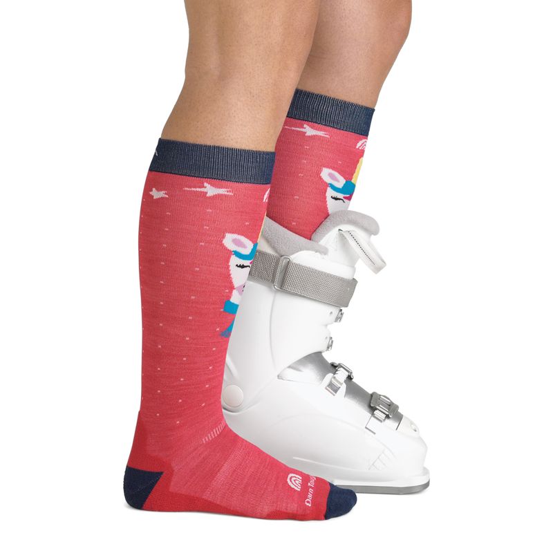 Детски скиорски чорапи Darn Tough Magic Mountain OTC Midweight with Cushion w/ Padded Shin raspberry 4